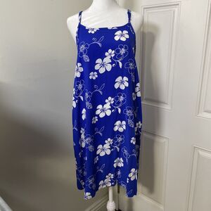 28 Palms Women's Tropical Print Summer Dress Blue & White Size Medium